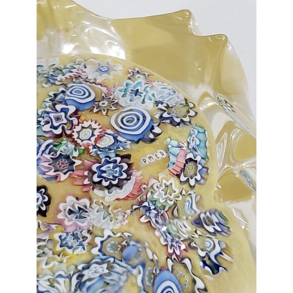 Peter McDougall Star Cut Millifiore Yellow paperweight Fluted Scotland PMCD 50mm - Picture 2 of 8